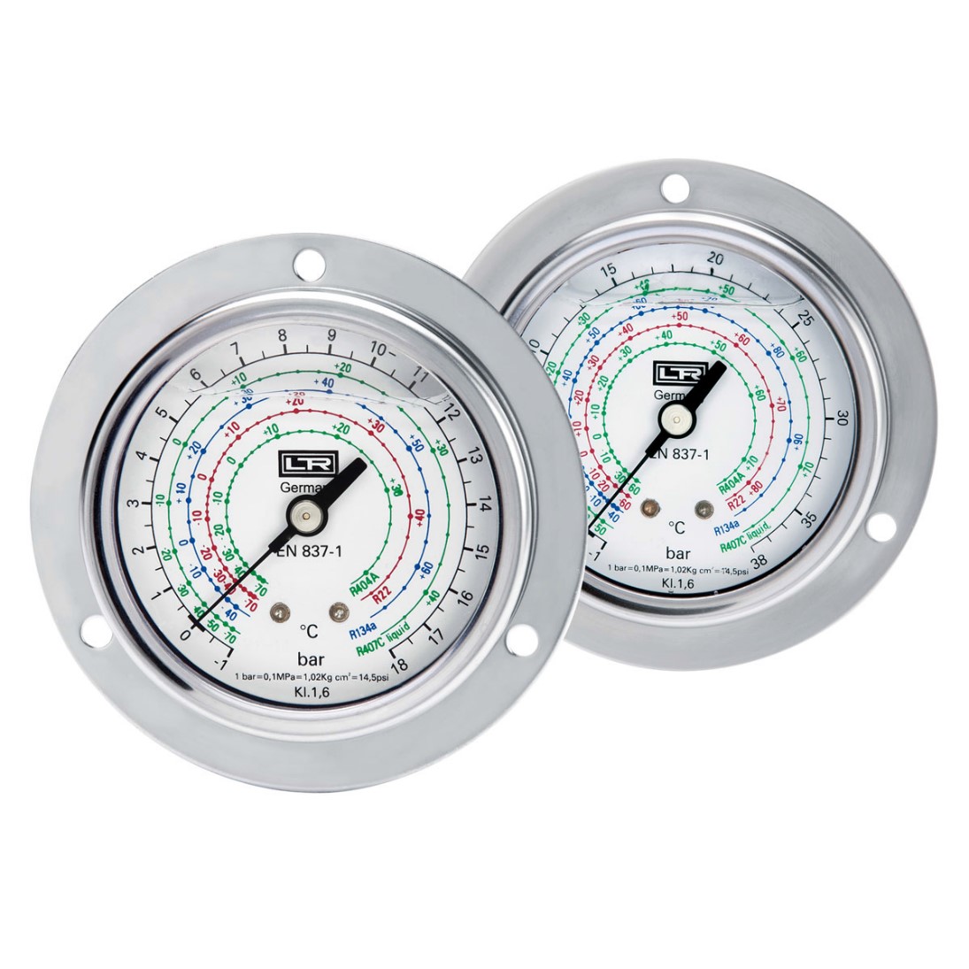 گیج روغنی فشار LR آلمان 260PSI مخصوص گاز R22 و R404 و R134